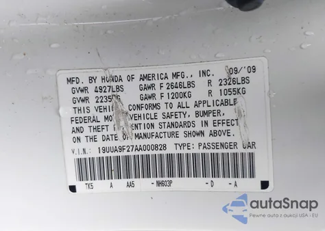 2010 Acura Tl 3.7 from USA, damaged, VIN 19UUA9F27AA000828
